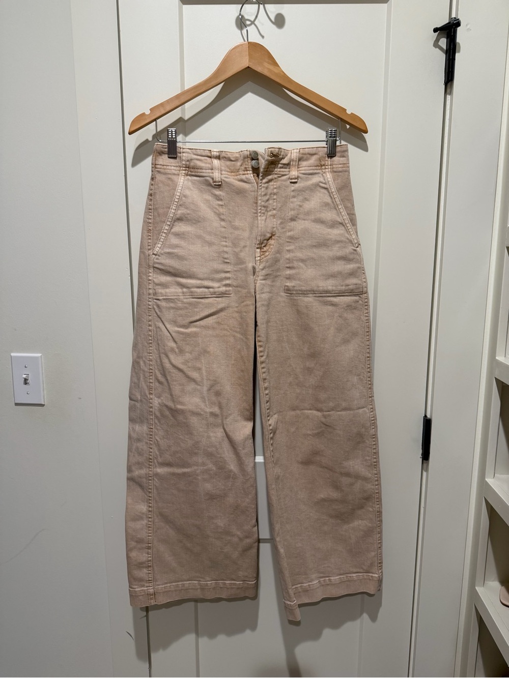 Wide-Leg Beige Jeans